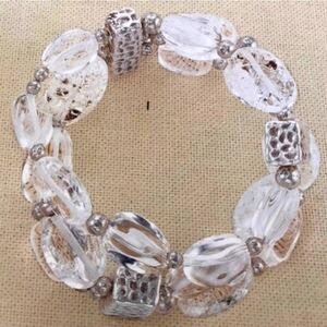Silpada Sterling Oxidized Crystal Quartz Stretch Bracelet